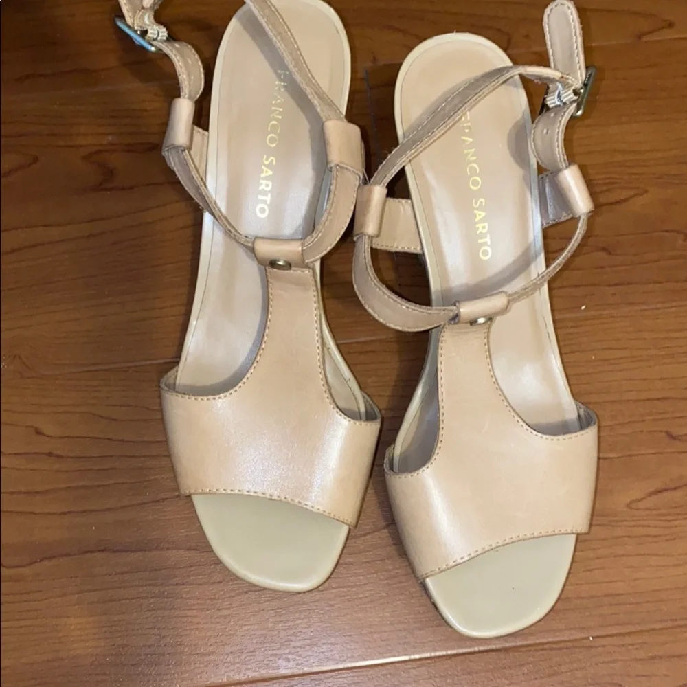 Franco Sarto Leather Espadrille Wedge Sandals